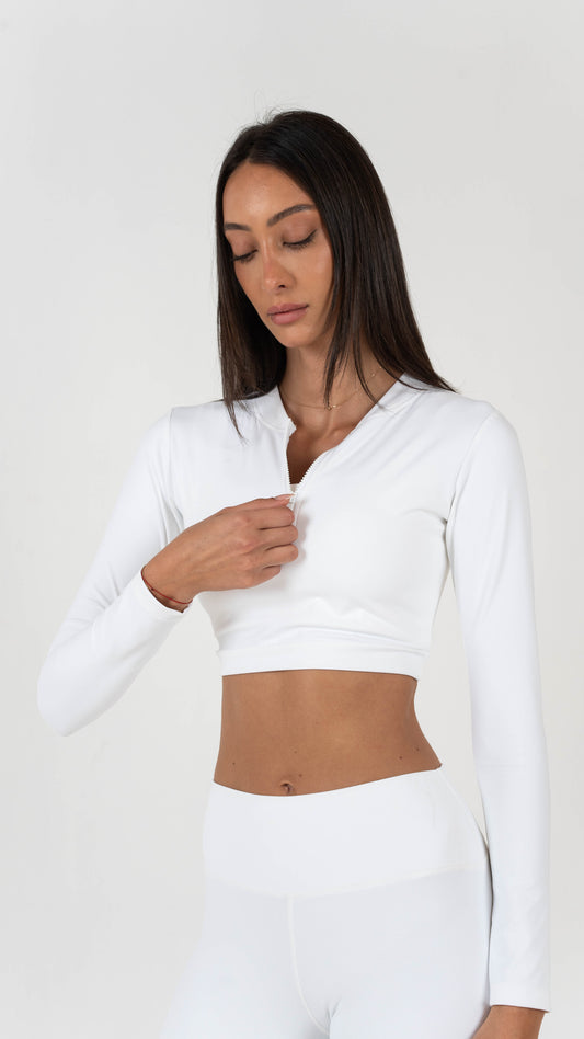Blessed Yoga Jacket Zip Up - White